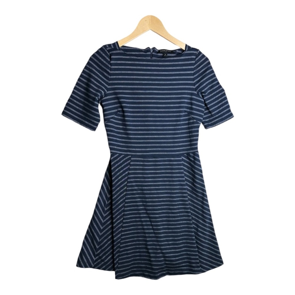 BANANA REPUBLIC Fit & Flare Dress Navy Blue White Striped Size 8